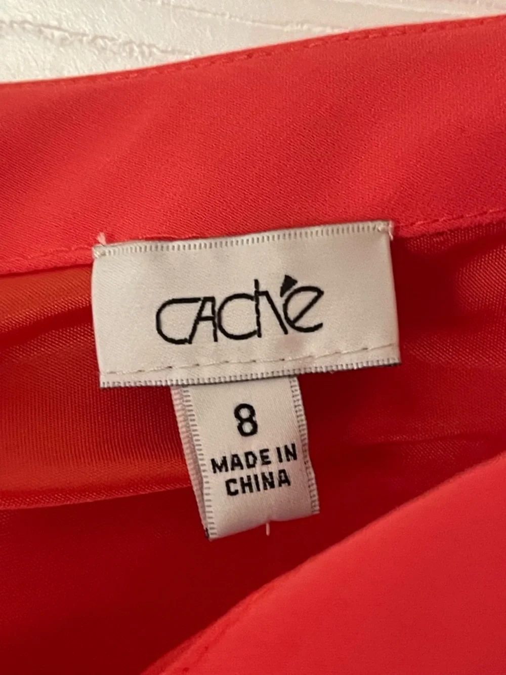 CACHE One Shoulder Red / Orange Cocktail Dress Rhinestone Accent size 8 - Picture 3 of 6